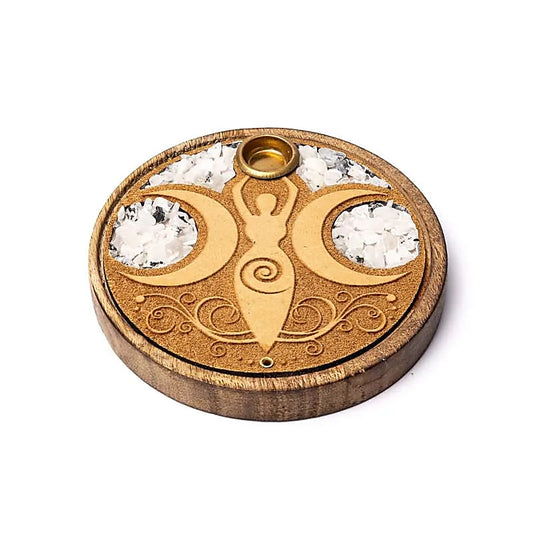 Moon Goddess Incense Holder | With Rainbow Moonstone | Amstercharmed
