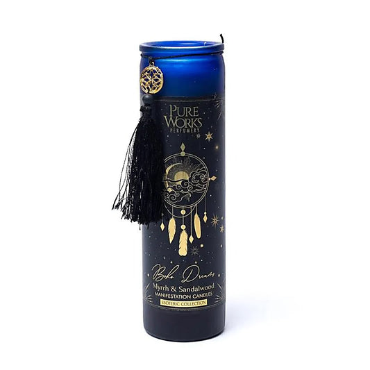 Manifestatiekaars Boho Dreams in glas met kwast