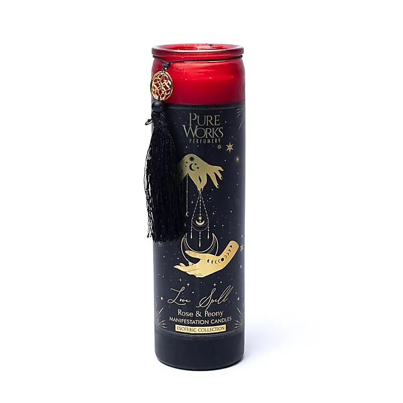Manifestatiekaars Love Spell in glas met kwast