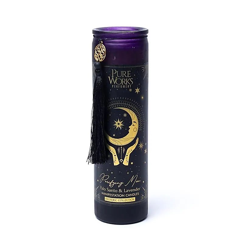 Manifestatiekaars Purifying Moon | Palo Santo & Lavendel | Met Kwast