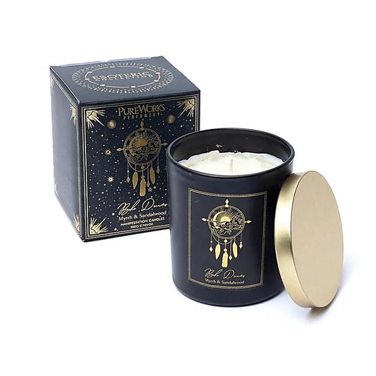 Boho Dreams Manifestation Candle in glass with lid