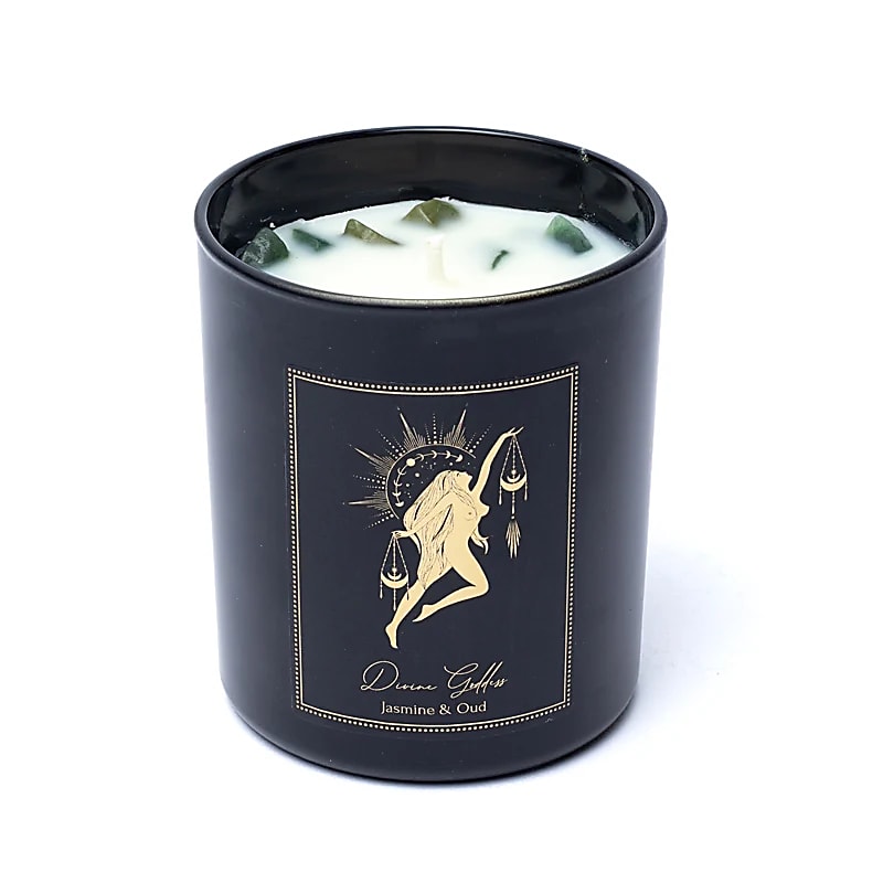 Manifestatiekaars Divine Goddess in glas met deksel