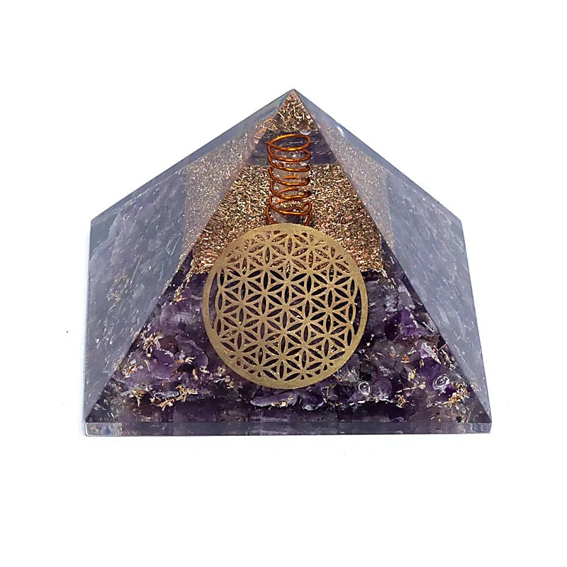 Orgoniet piramide amethist bloem des levens 7,5 cm