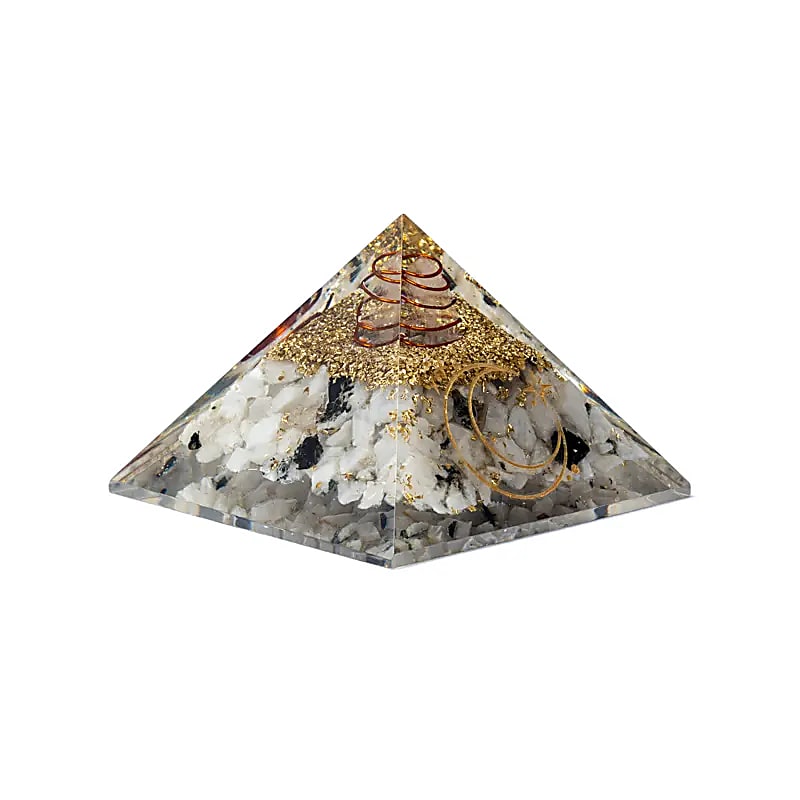 Orgoniet pyramide maansteen met maan symbool 7,5 cm