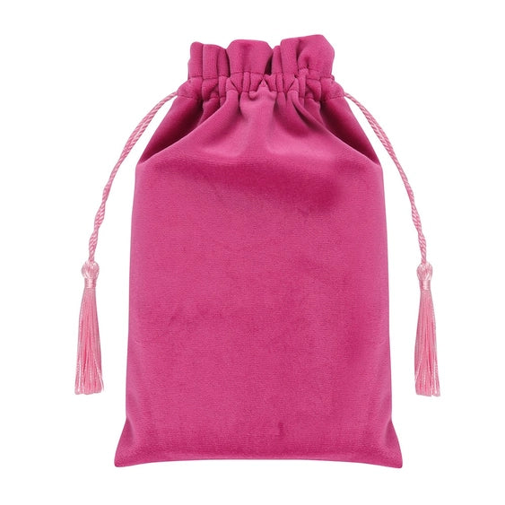 Pink velvet drawstring bag for tarot cards