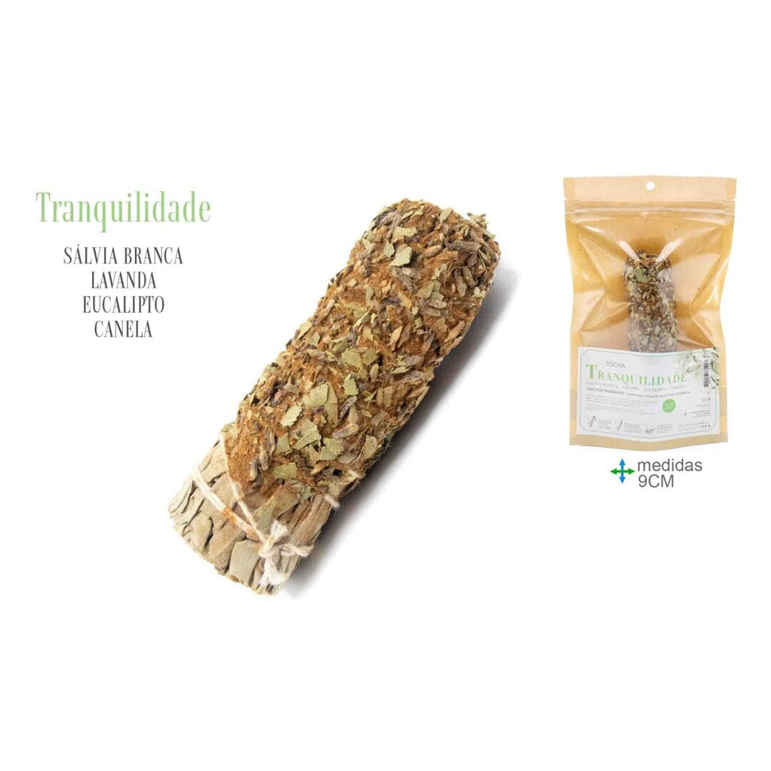 Smudge Stick Tranquilidade 9cm – Witte Salie, Lavendel, Eucalyptus & Kaneel
