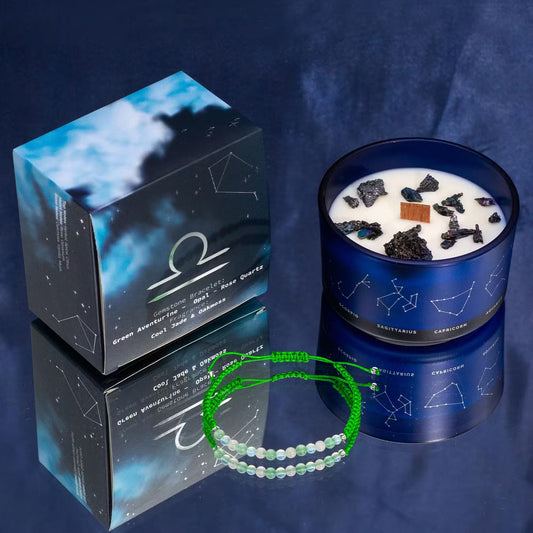 Zodiac Kristallen Kaars met Edelsteen Armband - Weegschaal