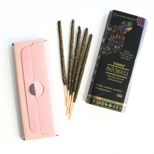 Goloka Patchouli Wierook 8st – Aarding, Sensualiteit & Stressverlichting