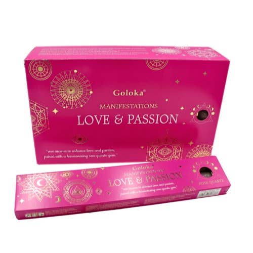 Goloka Manifestations wierook Love & Passion met rozenkwarts edelsteen