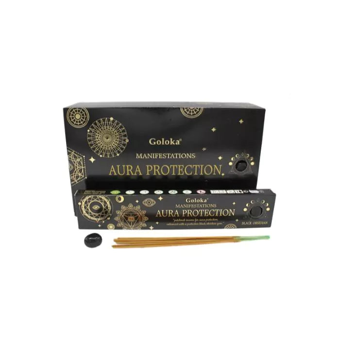Goloka Manifestation Aura Bescherming Wierook — Patchouli & Zwarte Obsidiaan